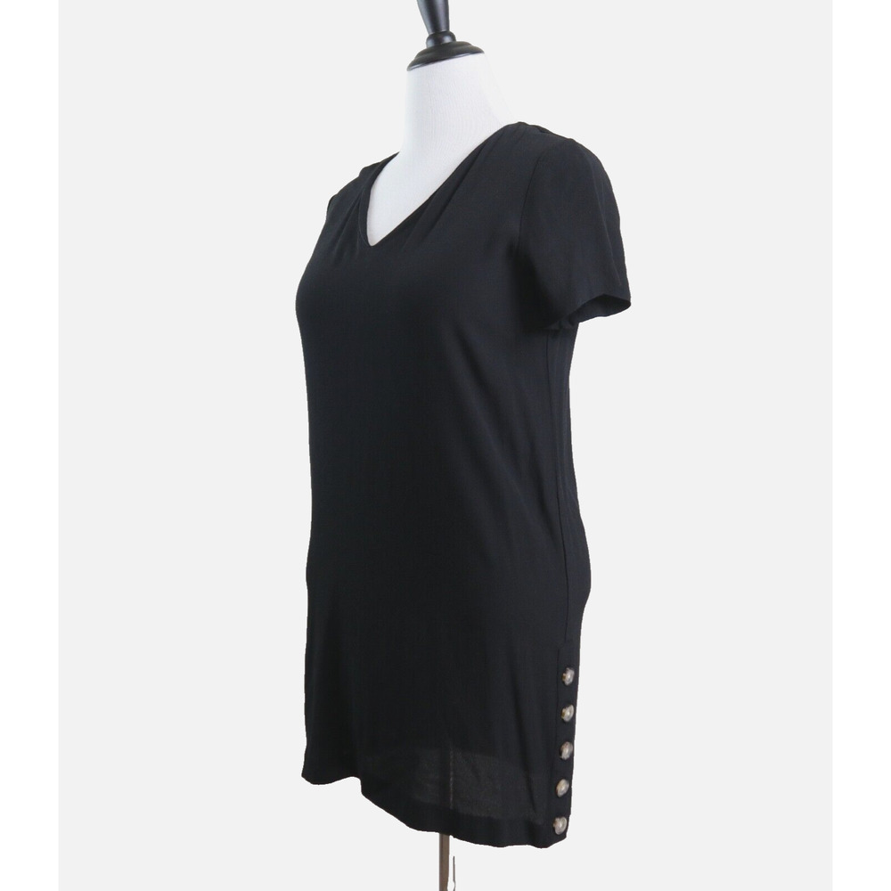 Madewell Size M Side Button Easy Dress V Neck Shift Tunic Black